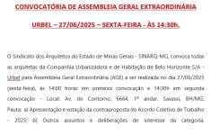 CONVOCATÓRIA DE ASSEMBLEIA GERAL EXTRAORDINÁRIA  URBEL